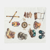 Xmas  Rustiek Ski paar Initialen Off White Fleece Deken (Voorkant (Horizontaal))