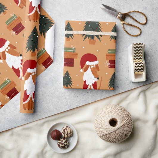 Xmas Rusty Santa Paws & Cadeaus Verpakking Papier (Crafts)