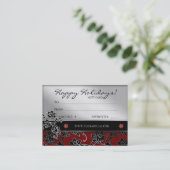 Xmas Salon Gift Card Spa Floral Red Silver Kortingskaartje (Staand voorkant)