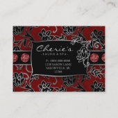 Xmas Salon Gift Card Spa Floral Red Silver Kortingskaartje (Achterkant)