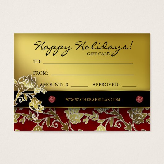 Xmas Salon Gift Kaart Spa Floral Red Gold (Voorkant)