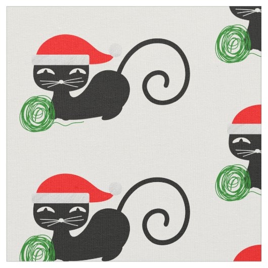 xmas santa cat fabric stof (Close Up)