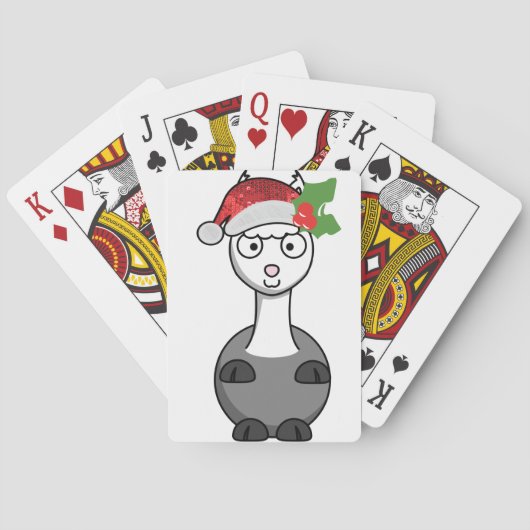 xmas santa claus alpaca pokerkaarten (Achterkant)