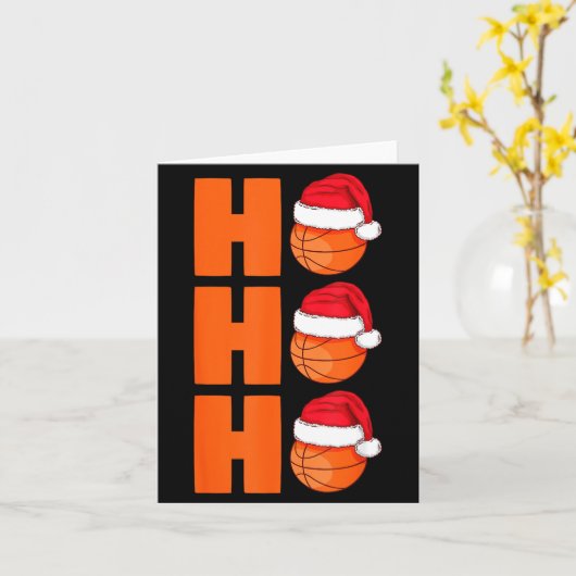 Xmas Santa Claus Basketball Christmas  Kaart (Gele Bloem)