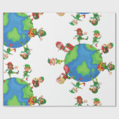 xmas santa claus elves cadeaupapier (Vlak)