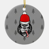 xmas santa claus gorilla keramisch ornament (Voorkant)