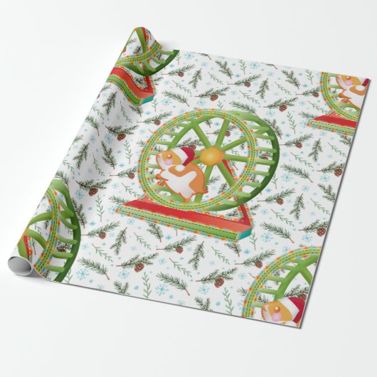 xmas santa claus hamster cadeaupapier (Uitgerold)