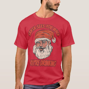Xmas Santa Claus kostuum bier drink tipsy happy Ch T-shirt
