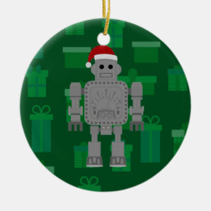 xmas santa claus robot keramisch ornament