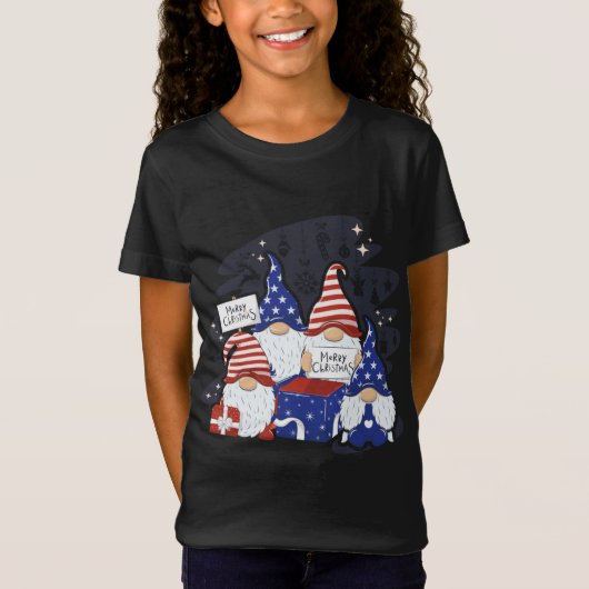 Xmas Santa Hat American Merry Kerstgnomen T-shirt (Voorkant)