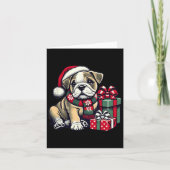 Xmas Santa Hat Engelse Bulldog 1 Kaart (Voorkant)
