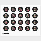 Xmas Santa Hat Engelse Bulldog 1 Ronde Sticker (Vel)