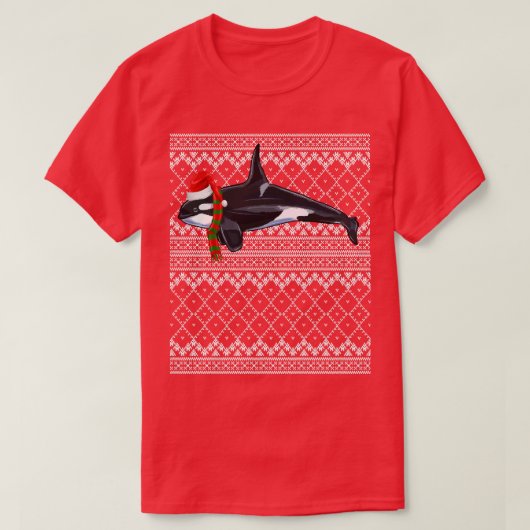 Xmas Santa Hat Orca Killer Whale Ugandekerst T-shirt (Design voorkant)