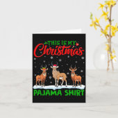 Xmas Santa Hat Reindeer Antelope Christmas Pajama  Kaart (Gele Bloem)