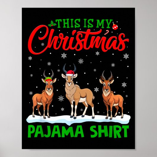 Xmas Santa Hat Reindeer Antelope Christmas Pajama Poster (Voorkant)