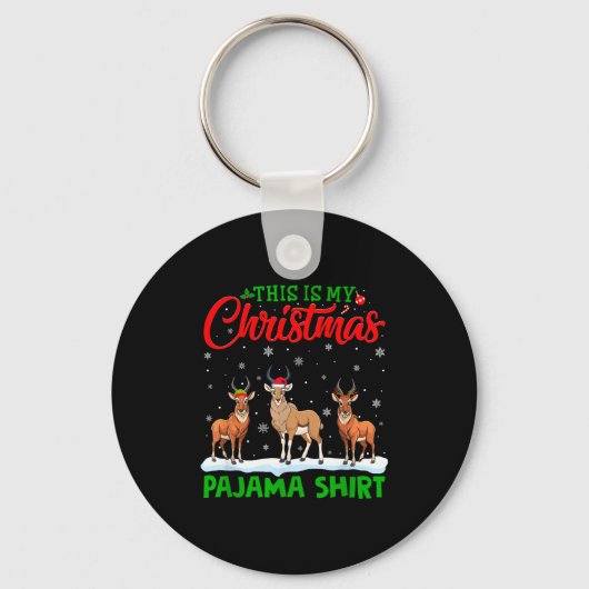 Xmas Santa Hat Reindeer Antelope Christmas Pajama Sleutelhanger (Voorkant)