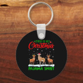 Xmas Santa Hat Reindeer Antelope Christmas Pajama Sleutelhanger (Voorkant)