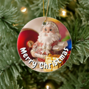 XMAS SANTA KAART KERAMISCH ORNAMENT