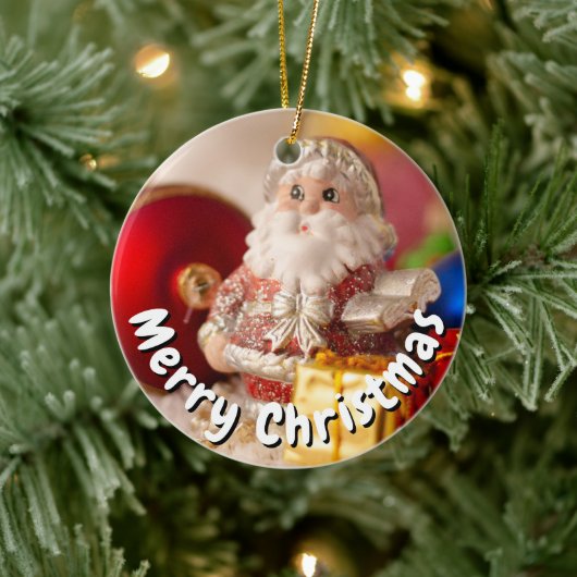 XMAS SANTA KAART KERAMISCH ORNAMENT (Boom)