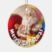 XMAS SANTA KAART KERAMISCH ORNAMENT (Links)