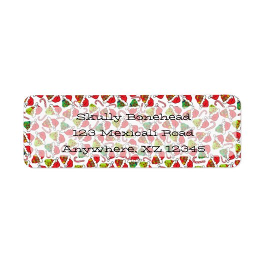 Xmas Santa Sugar Skulls Etiket (Voorkant)