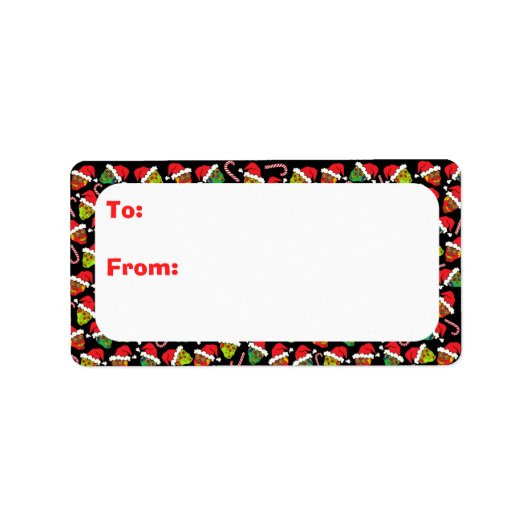 Xmas Santa Sugar Skulls Etiket (Voorkant)