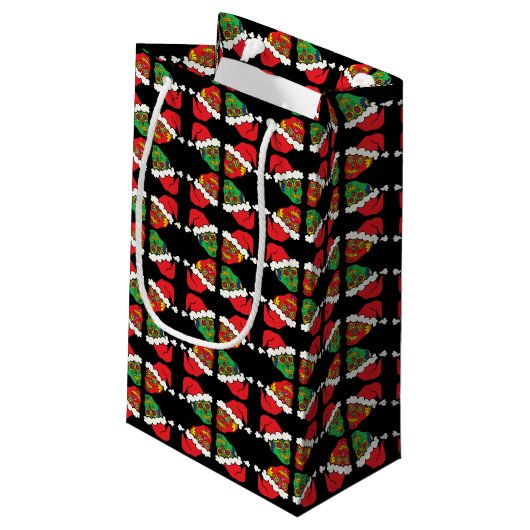 Xmas Santa Sugar Skulls Klein Cadeauzakje (Achterkant Gekanteld)