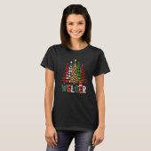 Xmas Santa Welder Leopard Plaid Print Christmas Tr T-shirt (Voorkant volledig)