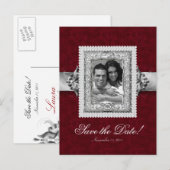 Xmas Save the Date Fotokaart - Trouwjuwelen Rood Aankondigingskaart (Voorkant / Achterkant)