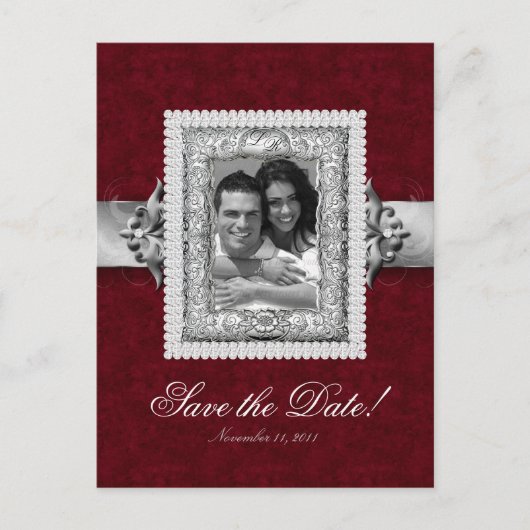 Xmas Save the Date Fotokaart - Trouwjuwelen Rood Aankondigingskaart (Voorkant)