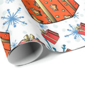 Xmas Scandi Snowflakes Red Packaging Paper Cadeaupapier (Rol Hoek)