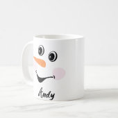 Xmas Schattige Custom Snowman blij gezicht kopje k Koffiemok (Voorkant links)