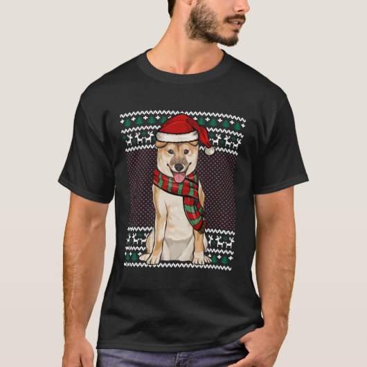 Xmas Shiba Inu Dog Santa Hat Lelijke Kerst T-shirt (Voorkant)