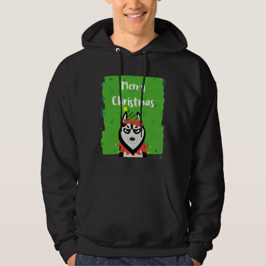 Xmas Siberian Husky Hoodie (Voorkant)