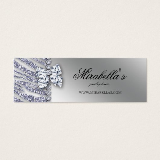 Xmas Sieraden Zebra Prijs Label Silver Sparkle Mini Visitekaartjes (Voorkant)