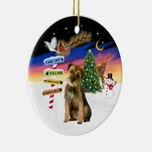 Xmas Signs - Border Terrier Keramisch Ornament (Rechts)