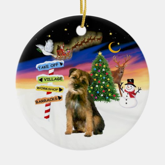 Xmas Signs - Border Terrier Keramisch Ornament (Voorkant)