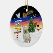 Xmas Signs - Fawn Franse Bulldog #1 Keramisch Ornament (Rechts)