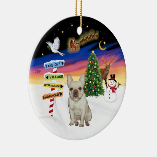 Xmas Signs - Fawn Franse Bulldog #1 Keramisch Ornament (Rechts)