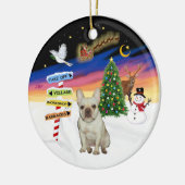 Xmas Signs - Fawn Franse Bulldog #1 Keramisch Ornament (Links)