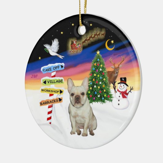 Xmas Signs - Fawn Franse Bulldog #1 Keramisch Ornament (Links)