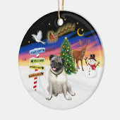 Xmas Signs - Fawn Pug #18 Keramisch Ornament (Links)