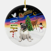 Xmas Signs - Fawn Pug #18 Keramisch Ornament (Achterkant)