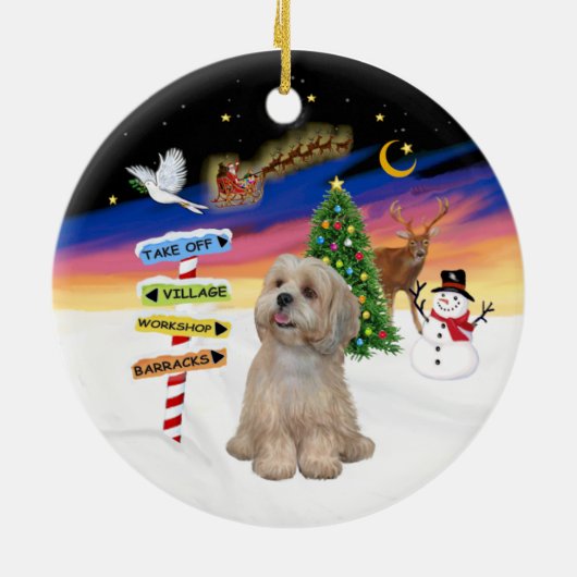 Xmas Signs - Lhasa Apso (R2) Keramisch Ornament (Achterkant)