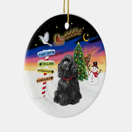 Xmas Signs - Zwarte Cocker Spaniel Keramisch Ornament (Rechts)