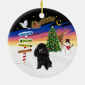 Xmas Signs - Zwarte Speelgoed Poedel Keramisch Ornament (Achterkant)