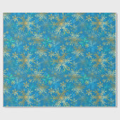 Xmas Silver Gold Blue Winter Snowflakes Cadeaupapier (Vlak)