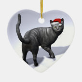 Xmas Silver Tabby Keramisch Ornament (Voorkant)