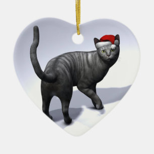 Xmas Silver Tabby Keramisch Ornament