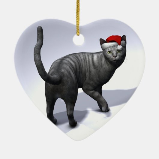 Xmas Silver Tabby Keramisch Ornament (Achterkant)